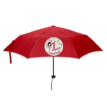 Erstes Geburtstagsposter Ballerina & Hase - Regenschirm (klein) - Rot - Vorne