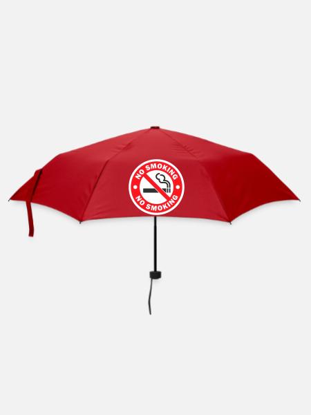 Aufkleber zum Rauchverbotswarnschild - Regenschirm (klein) - Rot