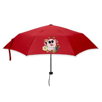 Cute piggy with googly eyes - Umbrella (small) - red - Front