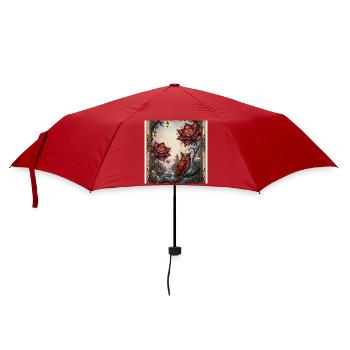 Blumen- und Dampfeule - Regenschirm (klein) - Rot - Vorne