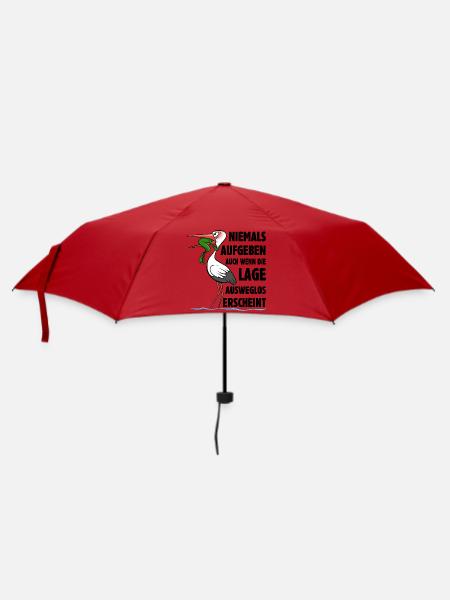 Frosch und Storch - Niemals Aufgeben - Spruch - Regenschirm (klein) - Rot