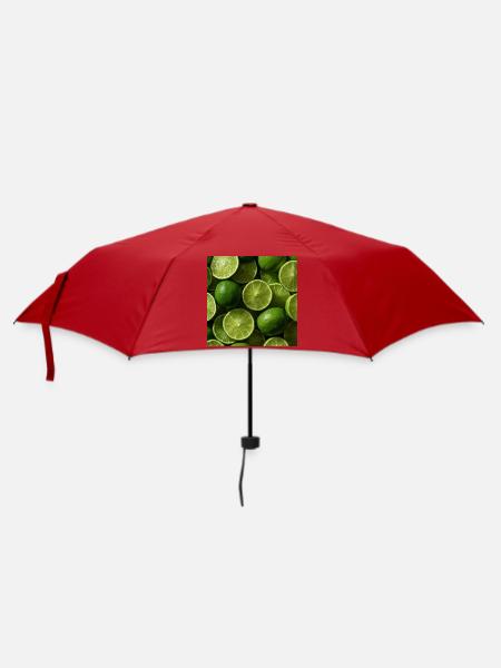 Grüne Limes im Freskomuster - Regenschirm (klein) - Rot