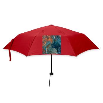 Türkismarmor und abstraktes Kupfer - Regenschirm (klein) - Rot - Vorne