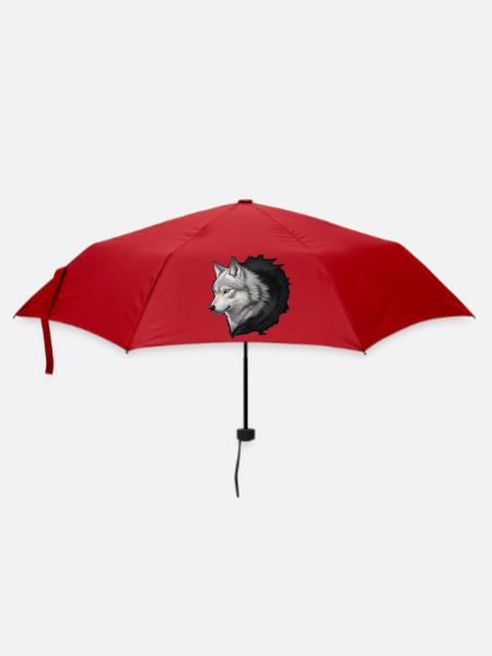 Weisser Wolf Kopf Tinten-Splash - Regenschirm (klein) - Rot