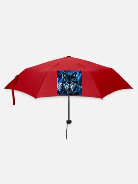Azure Wolf Porträt-Splash - Regenschirm (klein) - Rot