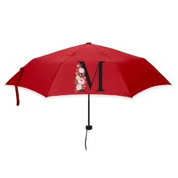 M Buchstabe Monogram Floral - Regenschirm (klein) - Rot - Vorne