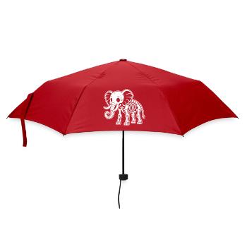 Süßes Skelett Elefant Rüssel Stoßzähne Cartoon - Regenschirm (klein) - Rot - Vorne