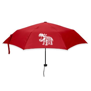 Süßes Skelett Nilpferd Flusspferd Cartoon Shirt - Regenschirm (klein) - Rot - Vorne