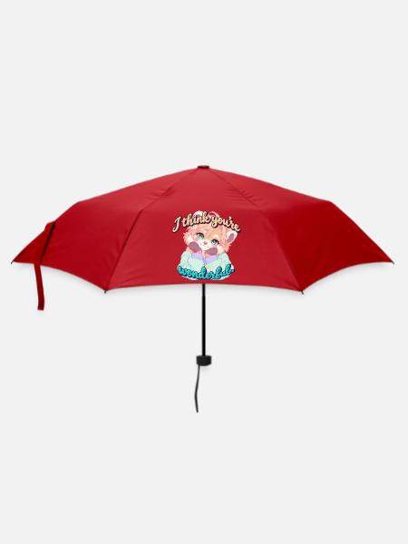 Roter Panda mit Herz - Regenschirm (klein) - Rot
