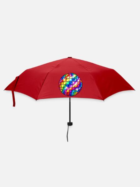 Regenbogen-Disco-Sphäre - Regenschirm (klein) - Rot