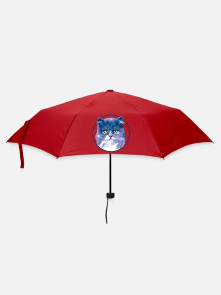 Azure Katzenporträt im Kreis - Regenschirm (klein) - Rot