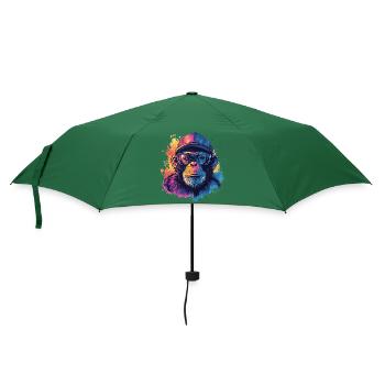 Watercolor Hipster Monkey - Umbrella (small) - bottlegreen - Front