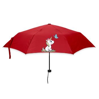 Mignonne licorne bébé curieuse et papillon mag v01 - Parapluie standard - rouge - Devant