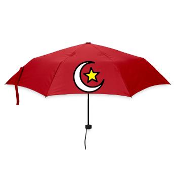 Mondsichel & Stern | Islamisches Symbol Line Art - Regenschirm (klein) - Rot - Vorne