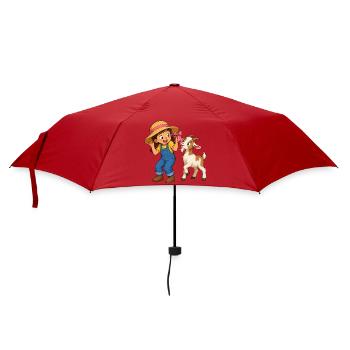 Girl with goat and bow farm motif - Umbrella (small) - red - Front