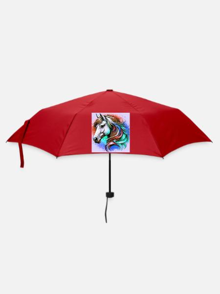 Pferd - Regenschirm (klein) - Rot