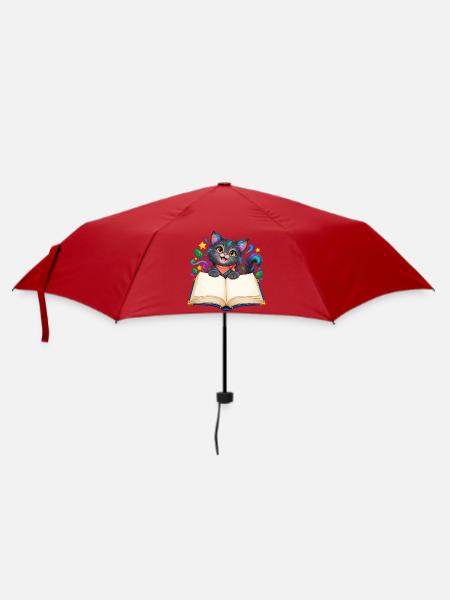 Katzenbuchzauber im Regenbogenstil - Regenschirm (klein) - Rot