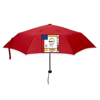 Retro-Mondrian-Porträt Samstag - Regenschirm (klein) - Rot - Vorne