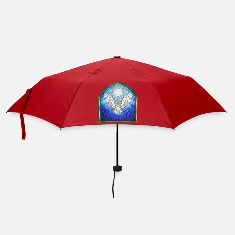 Owl and Moon - Umbrella (small) - red