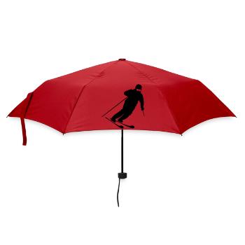 Skifahrer Silhouette – Motiv für Wintersportler - Regenschirm (klein) - Rot - Vorne