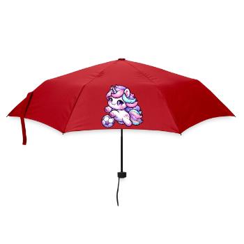 Kawaii Einhorn Fussball Regenbogen Kick - Regenschirm (klein) - Rot - Vorne