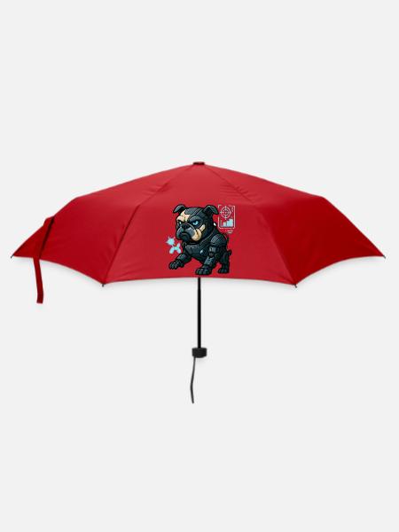 Futuristischer Cyber-Bulldogge in Kampfrüstung - Regenschirm (klein) - Rot