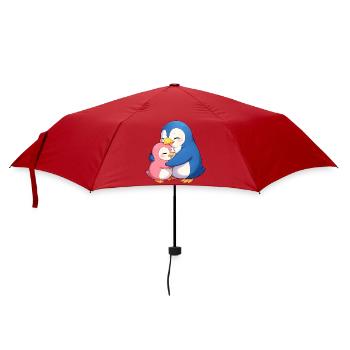 Kuschelpinguine Umarmung - Regenschirm (klein) - Rot - Vorne