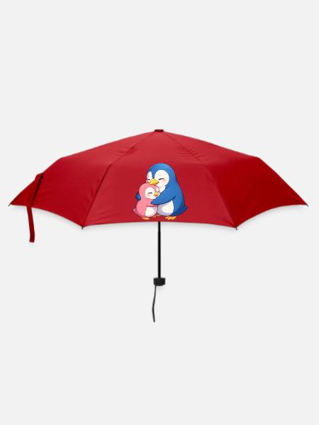 Kuschelpinguine Umarmung - Regenschirm (klein) - Rot