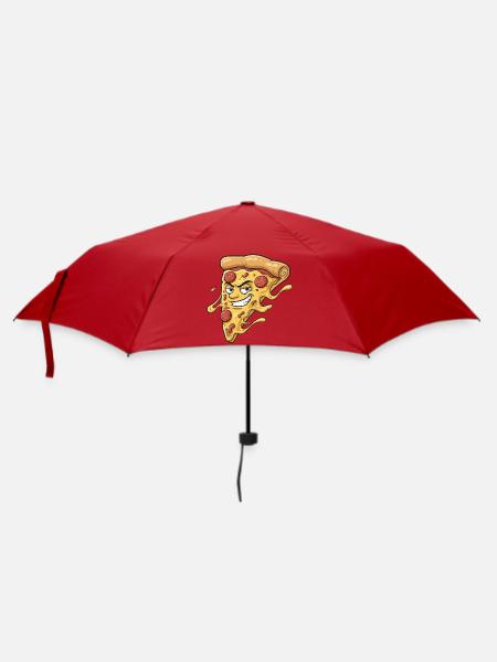 Pizza-Slice mit frechem Grinsen - Regenschirm (klein) - Rot