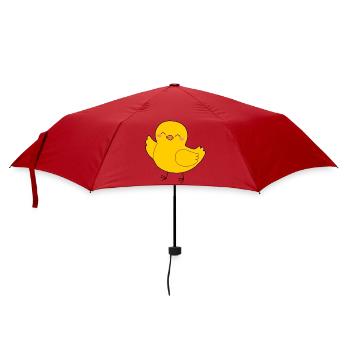 Cheerful Yellow Chick Cartoon - Umbrella (small) - red - Front