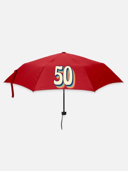 Vintage Retro T-Shirt Nummer 50 Fify - Regenschirm (klein) - Rot