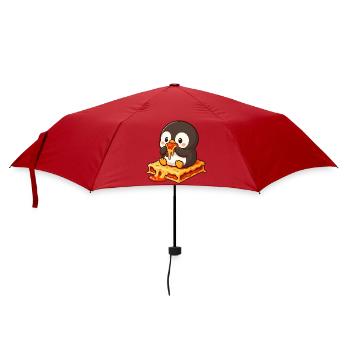 Süßer Cartoon Pinguin Lasagne Futtern Skurril - Regenschirm (klein) - Rot - Vorne