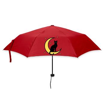 Katze Mond Sterne Hexerei - Regenschirm (klein) - Rot - Vorne