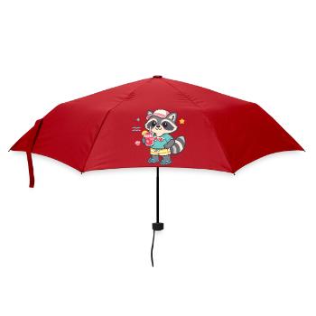 Raccoon on the beach with drink - Umbrella (small) - red - Front