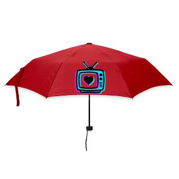 Neon Herz TV Retro - Regenschirm (klein) - Rot - Vorne