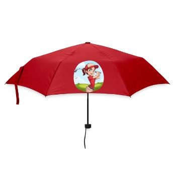 Golferin Cartoon - Regenschirm (klein) - Rot - Vorne