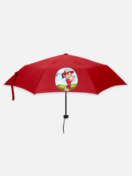 Golferin Cartoon - Regenschirm (klein) - Rot