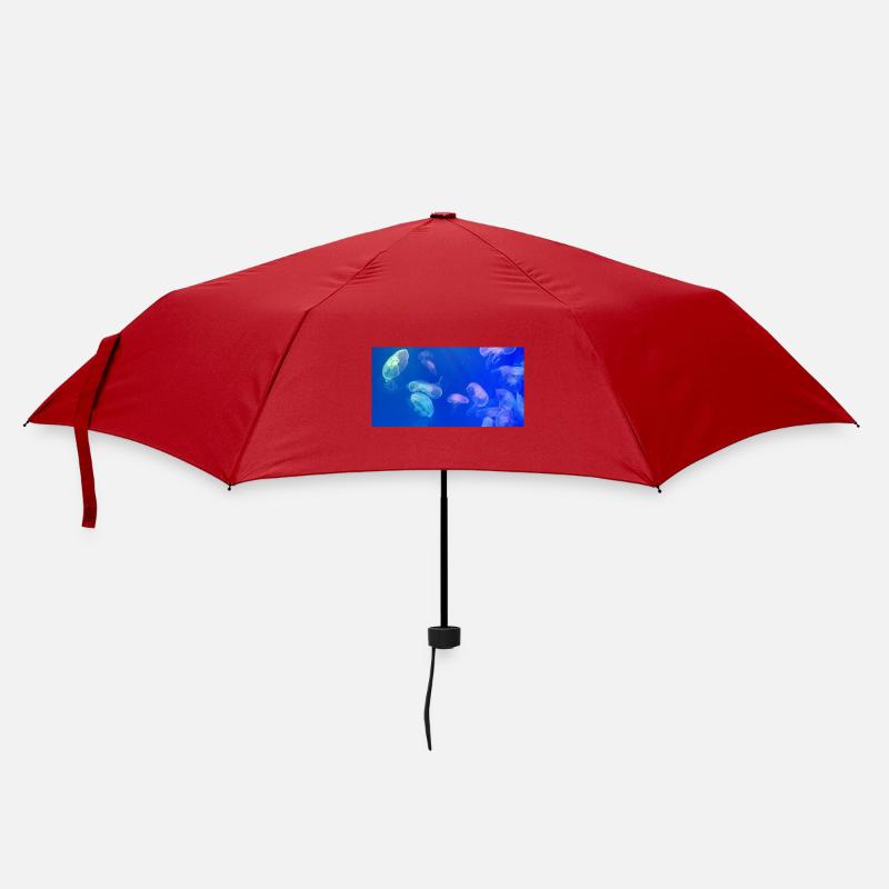 Blaues Quallenmuster - Regenschirm (klein) - Rot