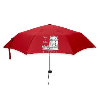 Torre de Belem, Lisbon, Portugal, Hand Drawing - Umbrella (small) - red - Front