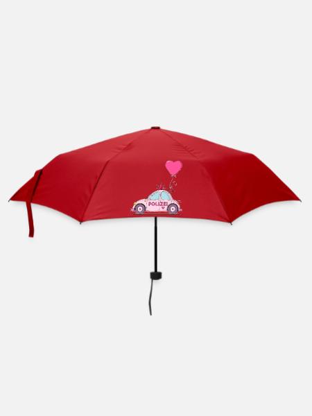 Polizeiauto Herz Rosa - Regenschirm (klein) - Rot
