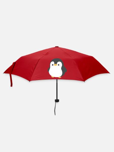 Chibi-Pinguin-Silhouette - Regenschirm (klein) - Rot