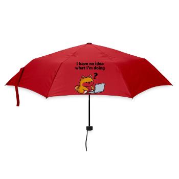 Hund am Laptop – Keine Ahnung - Regenschirm (klein) - Rot - Vorne