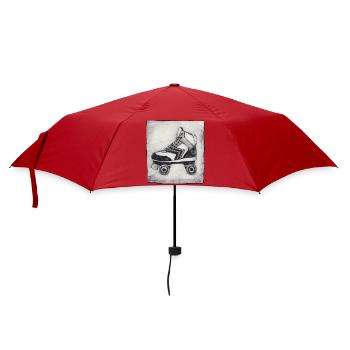 Retro Rollschuh - handgeschnitzte Druckvorlage - Regenschirm (klein) - Rot - Vorne
