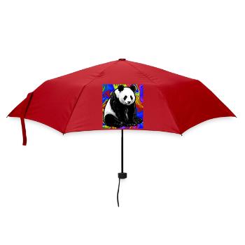 Panda - Regenschirm (klein) - Rot - Vorne