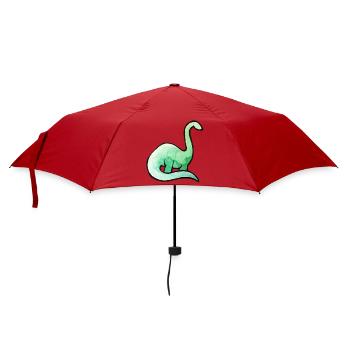 Smaragdgrünes Dino-Aquarell - Regenschirm (klein) - Rot - Vorne