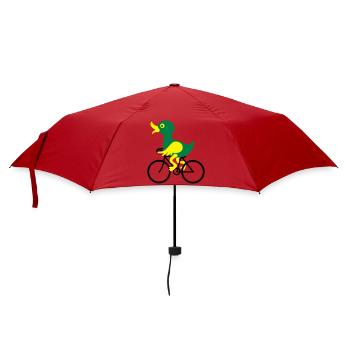 Eine Ente fährt Fahrrad - Regenschirm (klein) - Rot - Vorne