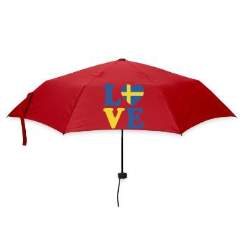 Schwarz-weiße schwedische Flagge herzförmiges Design - Regenschirm (klein) - Rot - Vorne