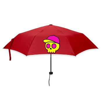 Neon Skull Cap Design - Regenschirm (klein) - Rot - Vorne