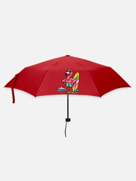 Flamingo Surfing mit Sonnenbrille - Regenschirm (klein) - Rot