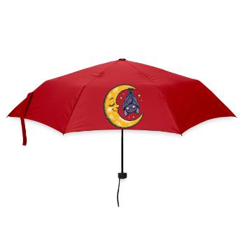 Die Mondsichel mit der schlafenden Fledermaus - Regenschirm (klein) - Rot - Vorne